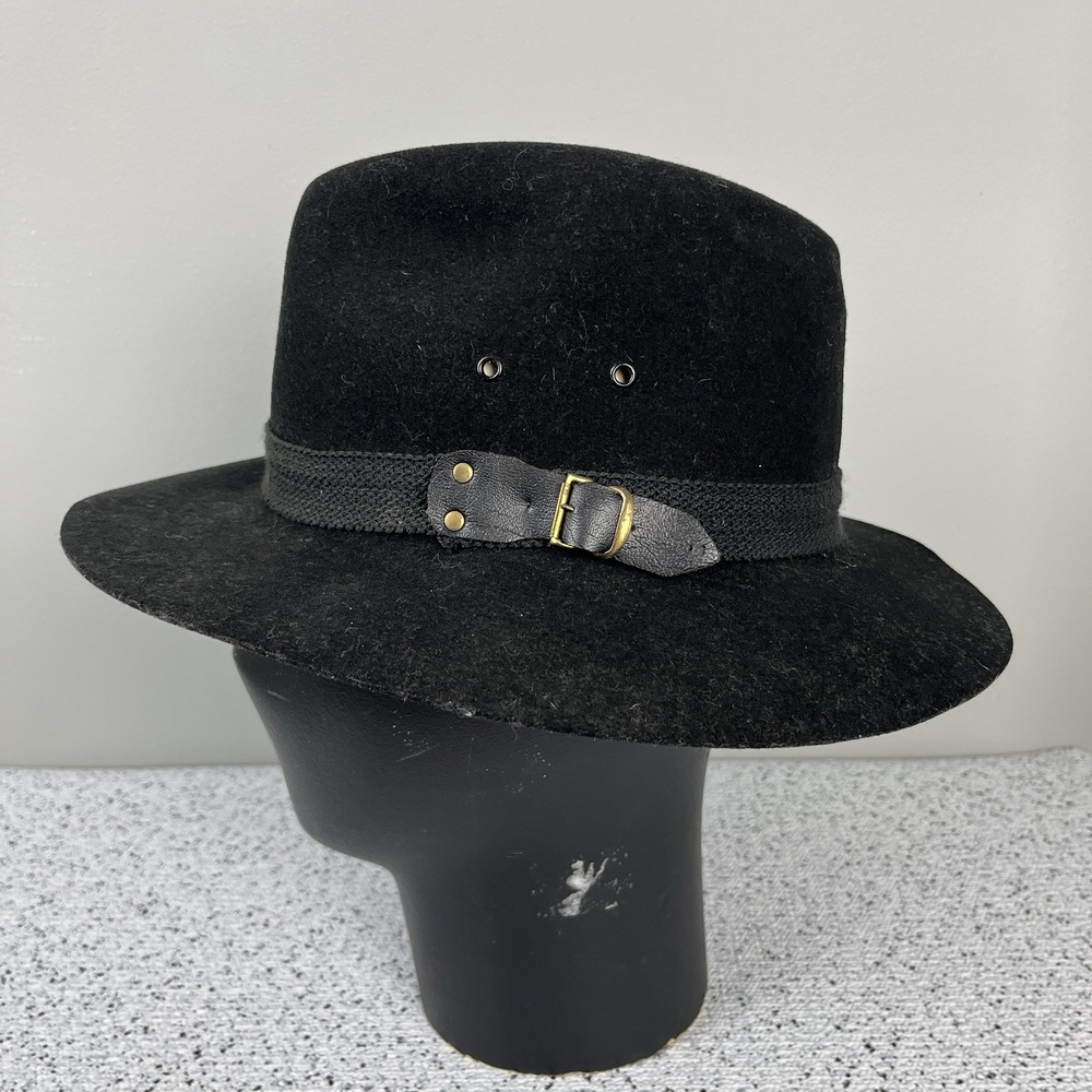 VTG Mallory by Stetson Black Wool Hunter Hat Fedora Mens Size 7-7⅛ Medium‎ USA